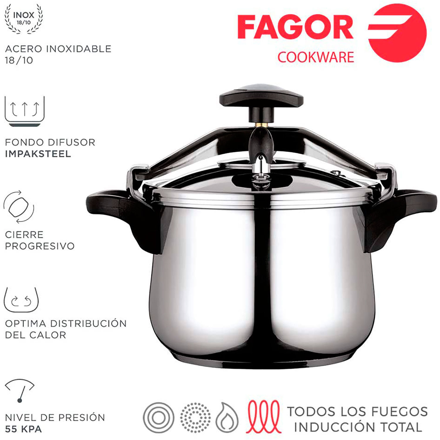 Fagor Classic Bombe 6 Pot Pressure 6 Liters, Induction, Express