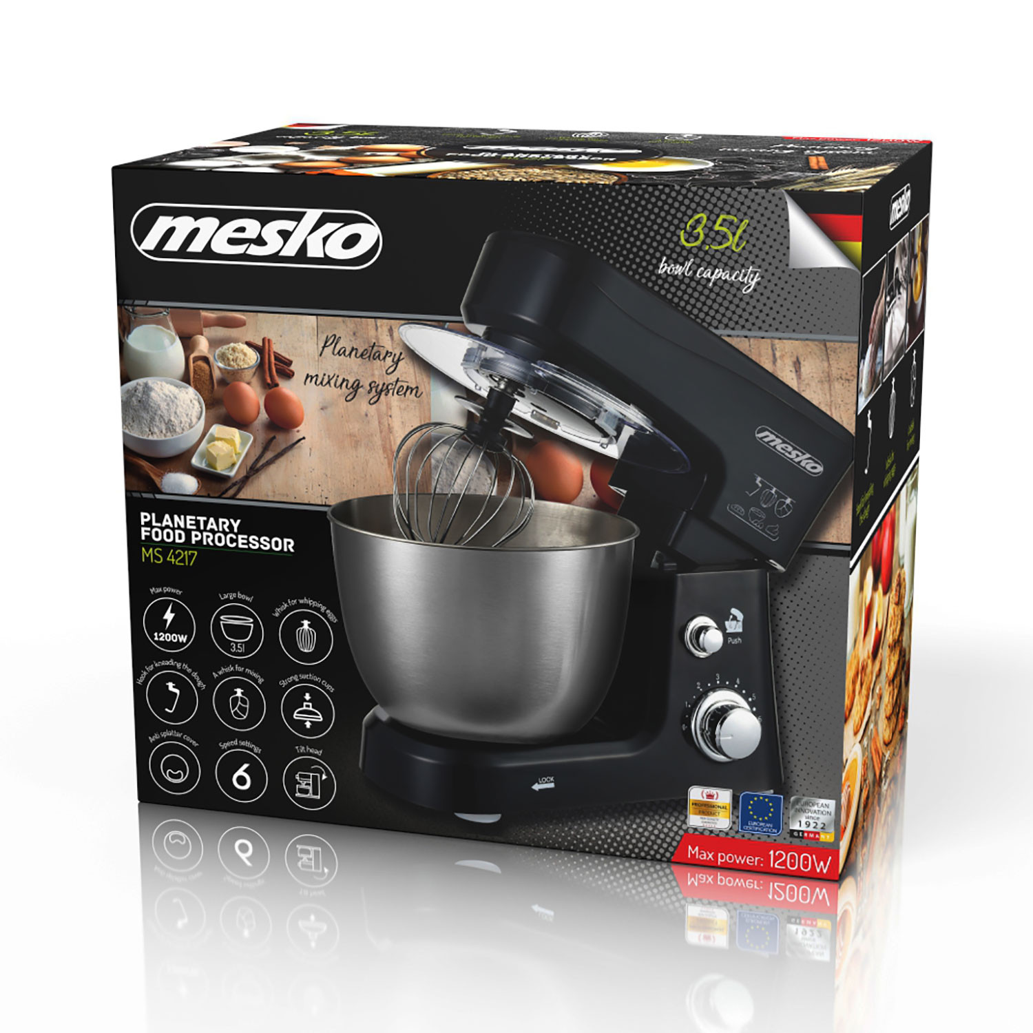 Mesko MS3152 Báscula de Cocina Digital con Bol Removible, Acero