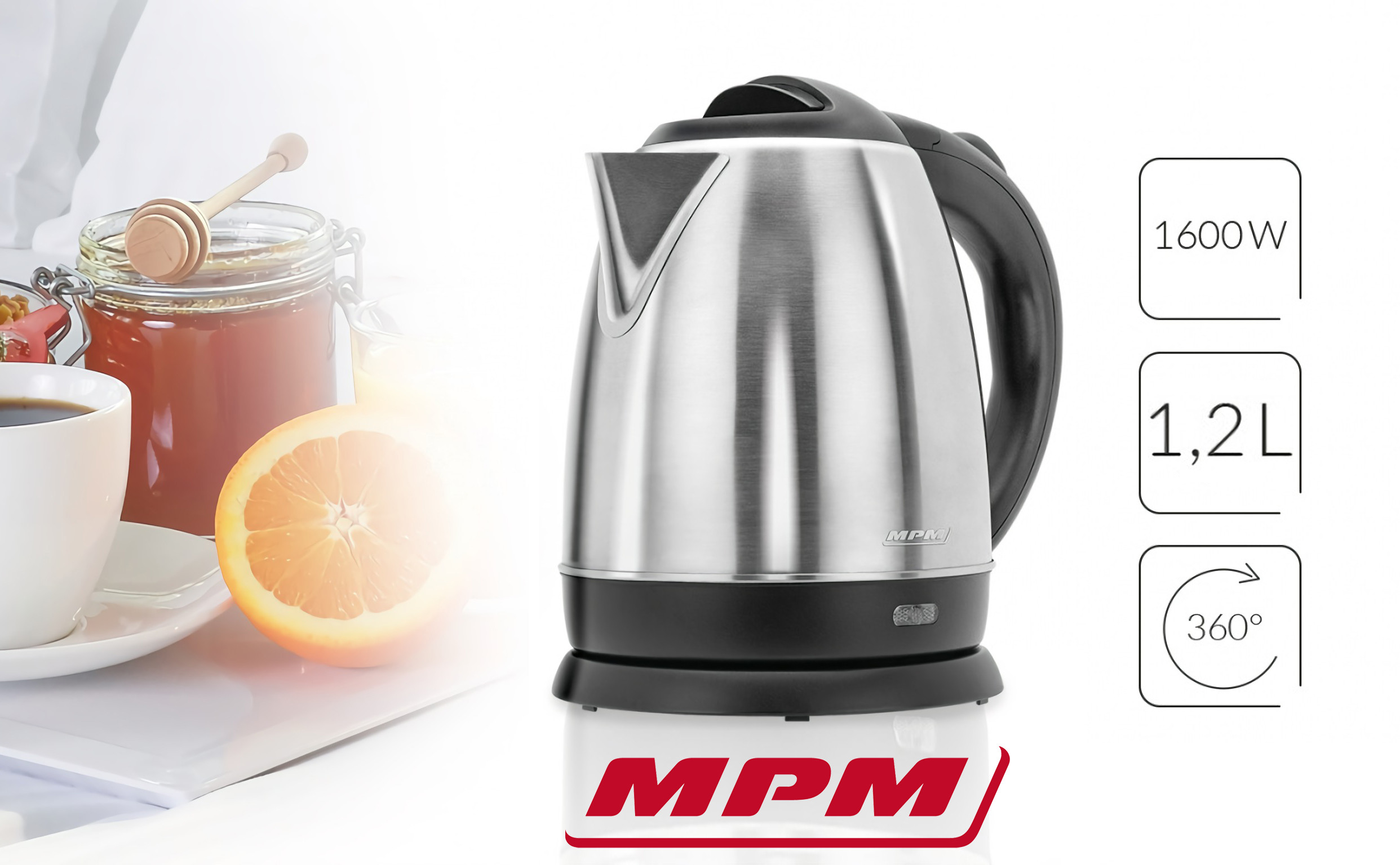MPM MCZ-86/C Hervidor agua Eléctrico Retro iluminado. 1,7 L, Inalámbrico,  Protección contra ebullición