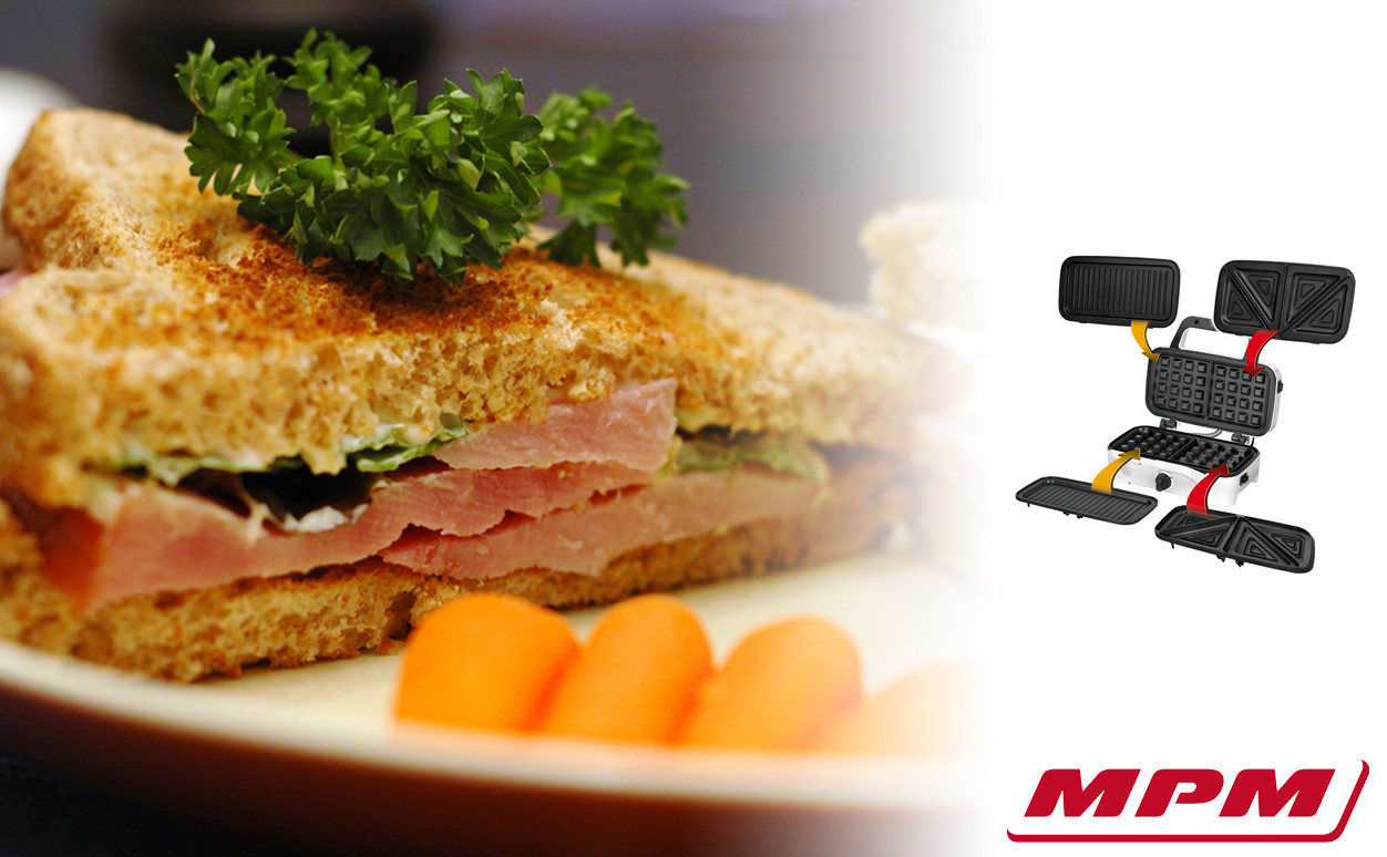 MPM MOP-34 Sandwichera Eléctrica para 2 Sandwiches, 4 en forma de
