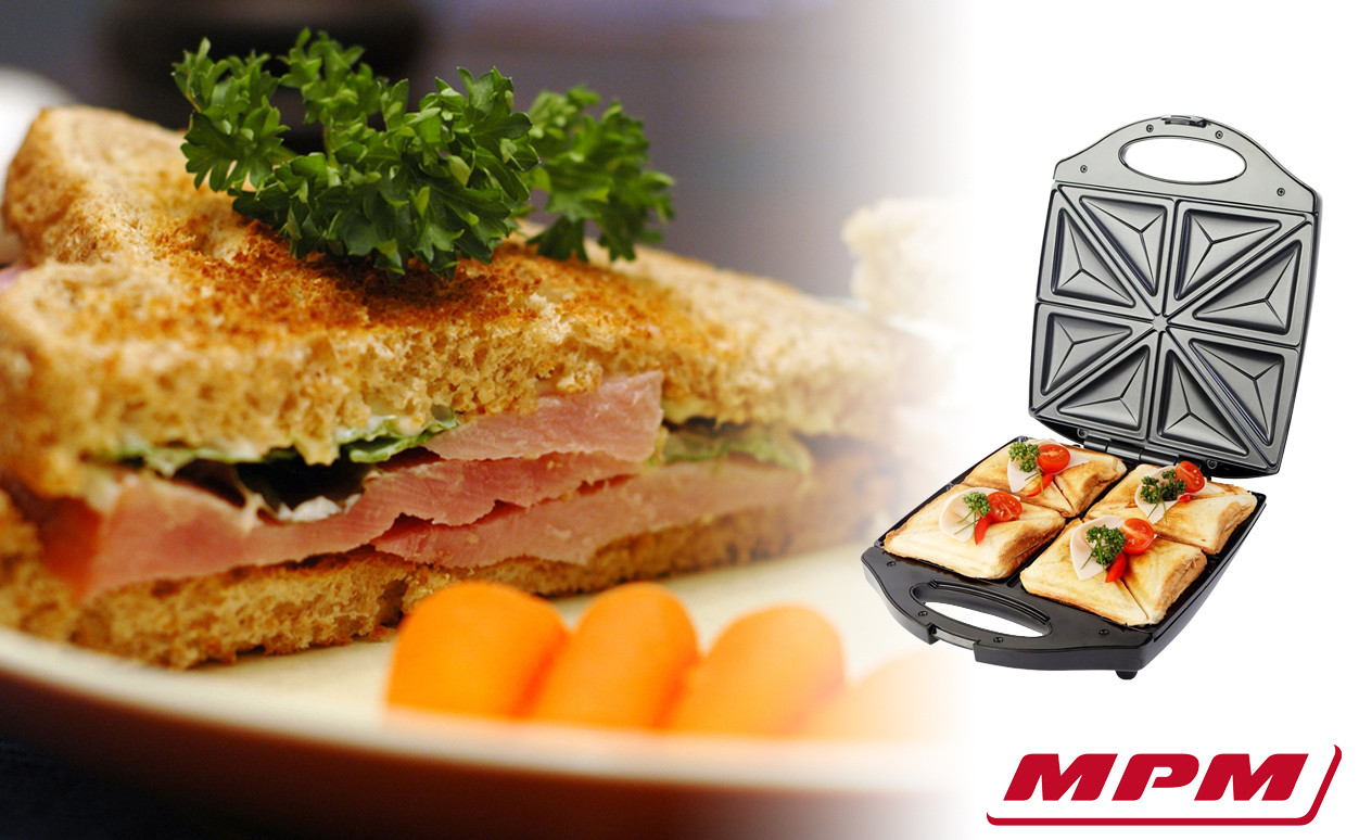 MPM MOP-34 Sandwichera Eléctrica para 2 Sandwiches, 4 en forma de