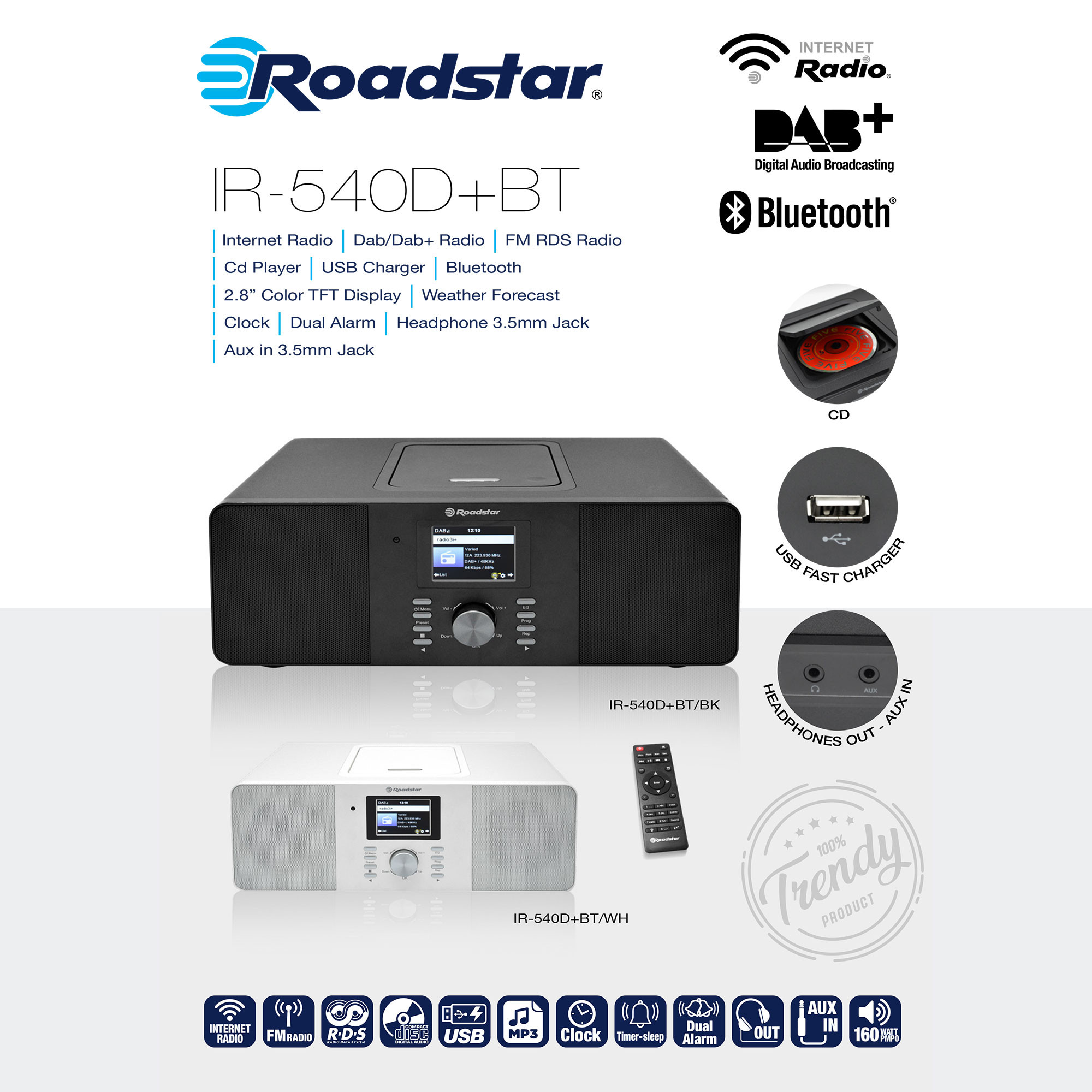 Microstar Sing Microcadena Karaoke Reproductor de CD Bluetooth Puerto USB  Mando a distancia