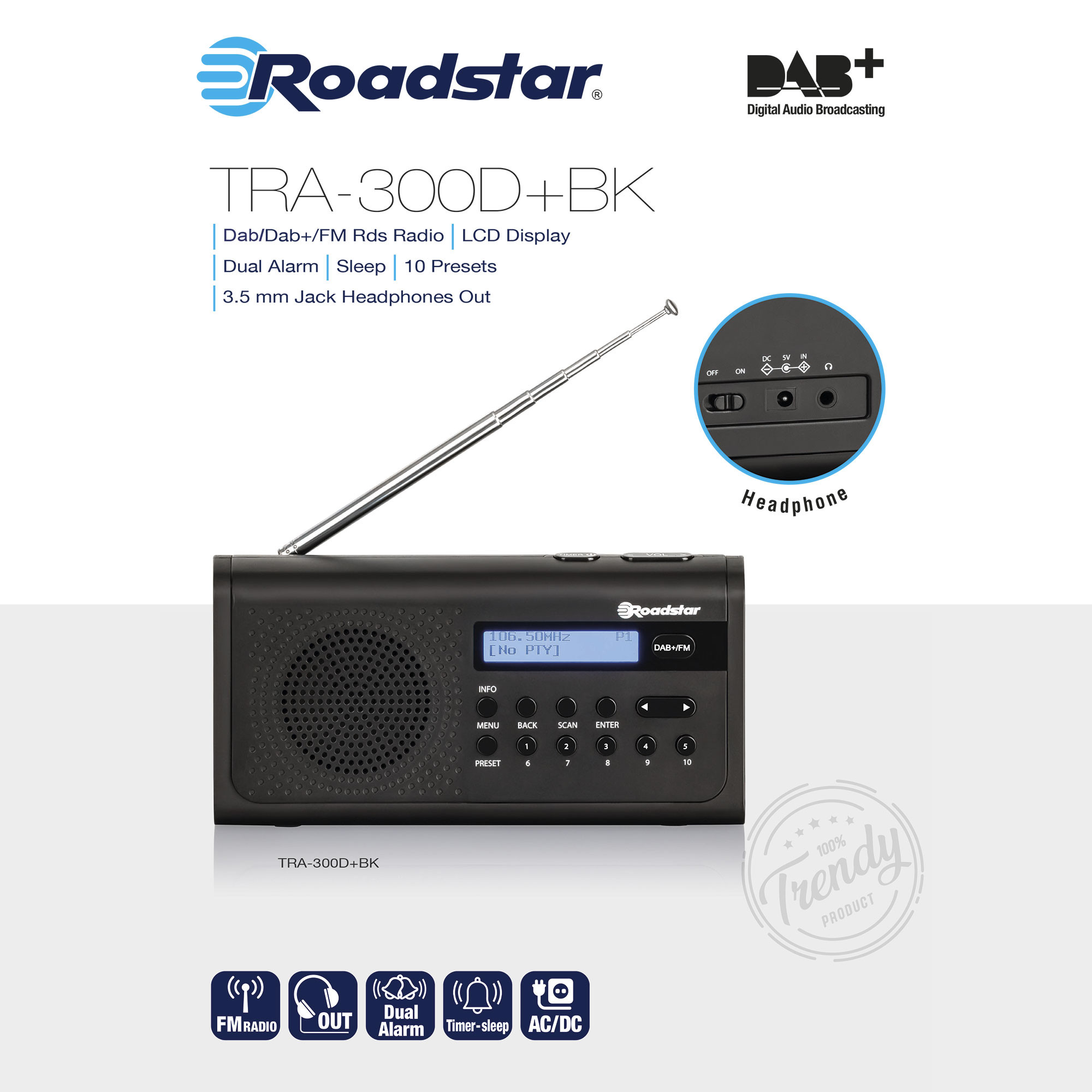 Roadstar HRA-1345NUSWD Radio Portátil Vintage FM Analógica, Puerto USB para  MP3, Lector deTarjeta SD, Altavoz de 1 Vía 16W, Radio Retro Compacta para  Casa y Cocina, Iluminación LED, Madera