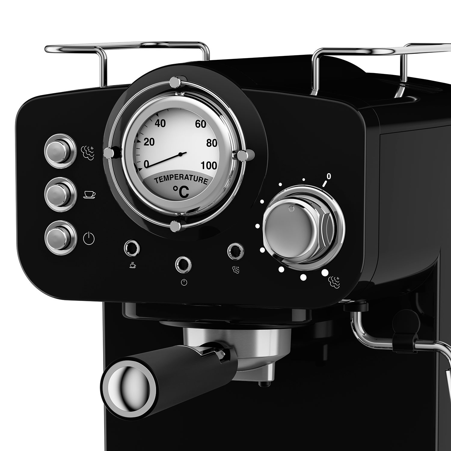 Retro Cafetera Express para Espresso y Cappucino, 15 bares Presión,  Vaporizador, 1,2L, Vintage, SWAN, Morado, 1100, SK22110PURN
