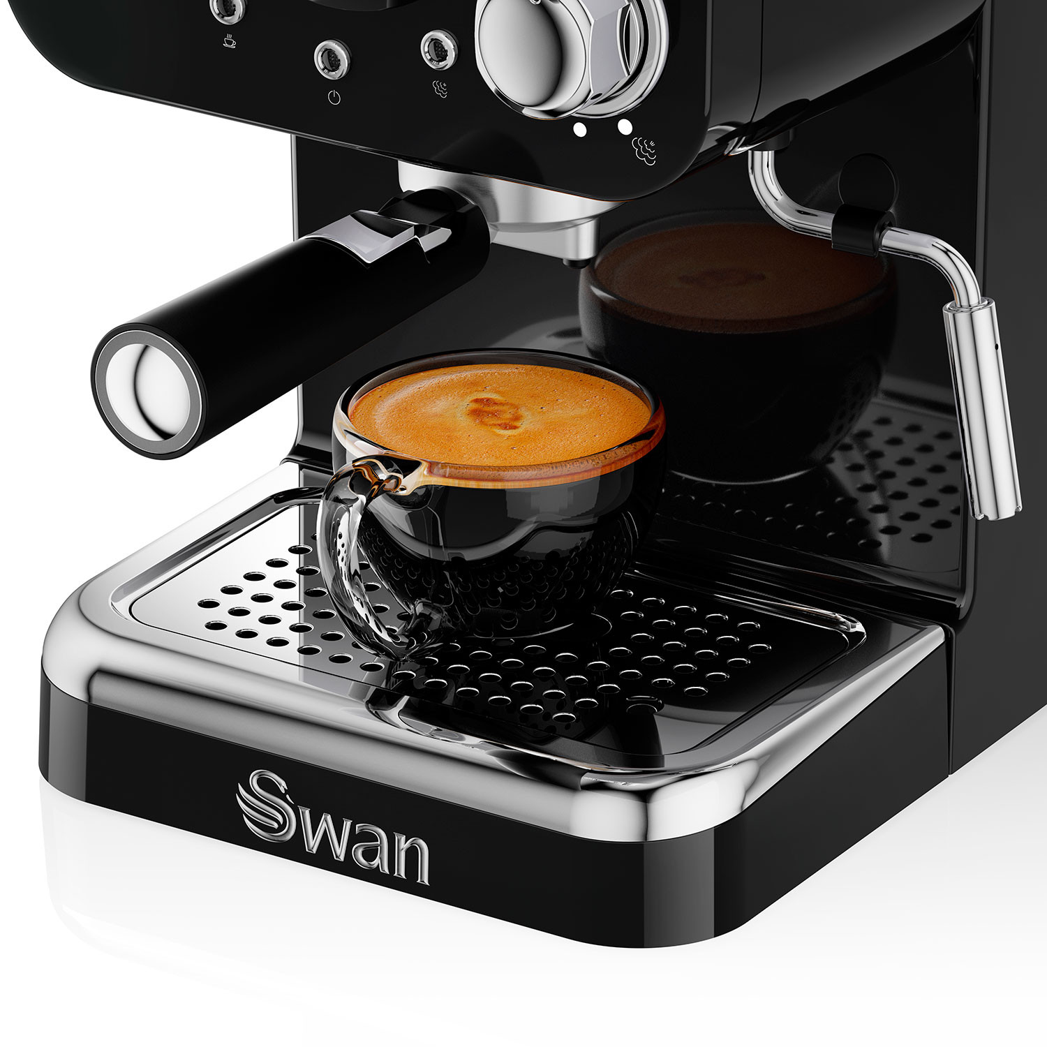Swan Retro SK22110GRN Cafetera Express para Espresso y Cappucino, 15 Bares  Presión, Vaporizador, Capacidad 1,2 Litros, 1 o 2 Tazas, Café Molido,  Diseño Vintage, Gris, 1100W