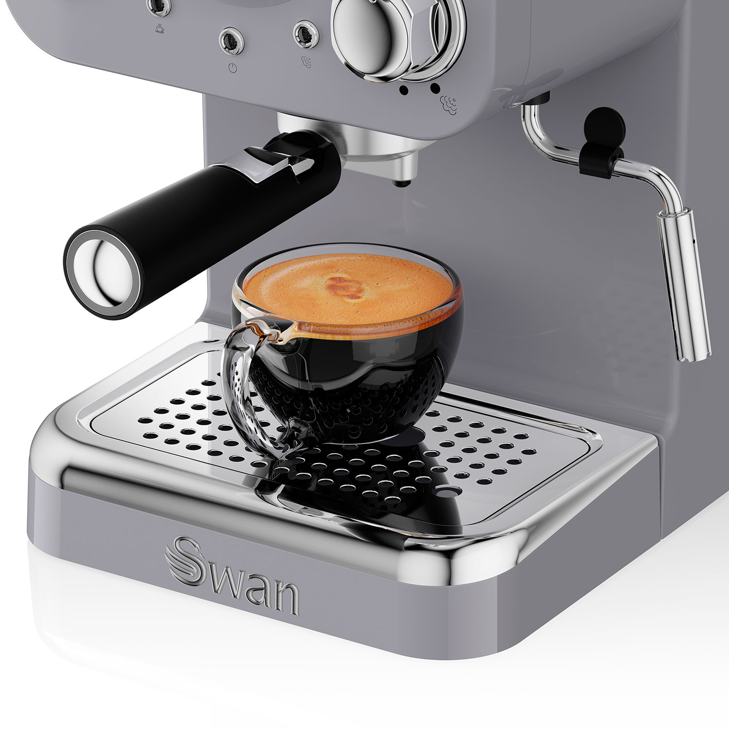 Swan Retro SK22110PN Cafetera Express para Espresso y Cappucino, 15 Bares  Presión, Vaporizador, Capacidad 1,2 Litros, 1 o 2 Tazas, Café Molido,  Diseño Vintage, Rosa, 1100W