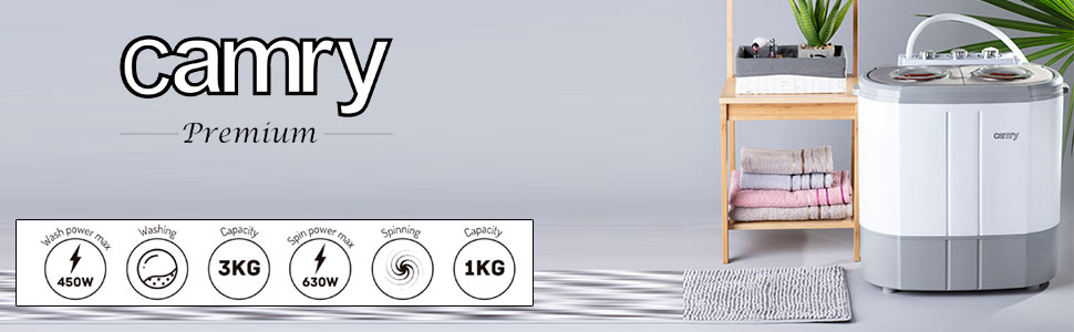 Camry CR 8054 Mini lave-linge portable 3Kg blanc/noir