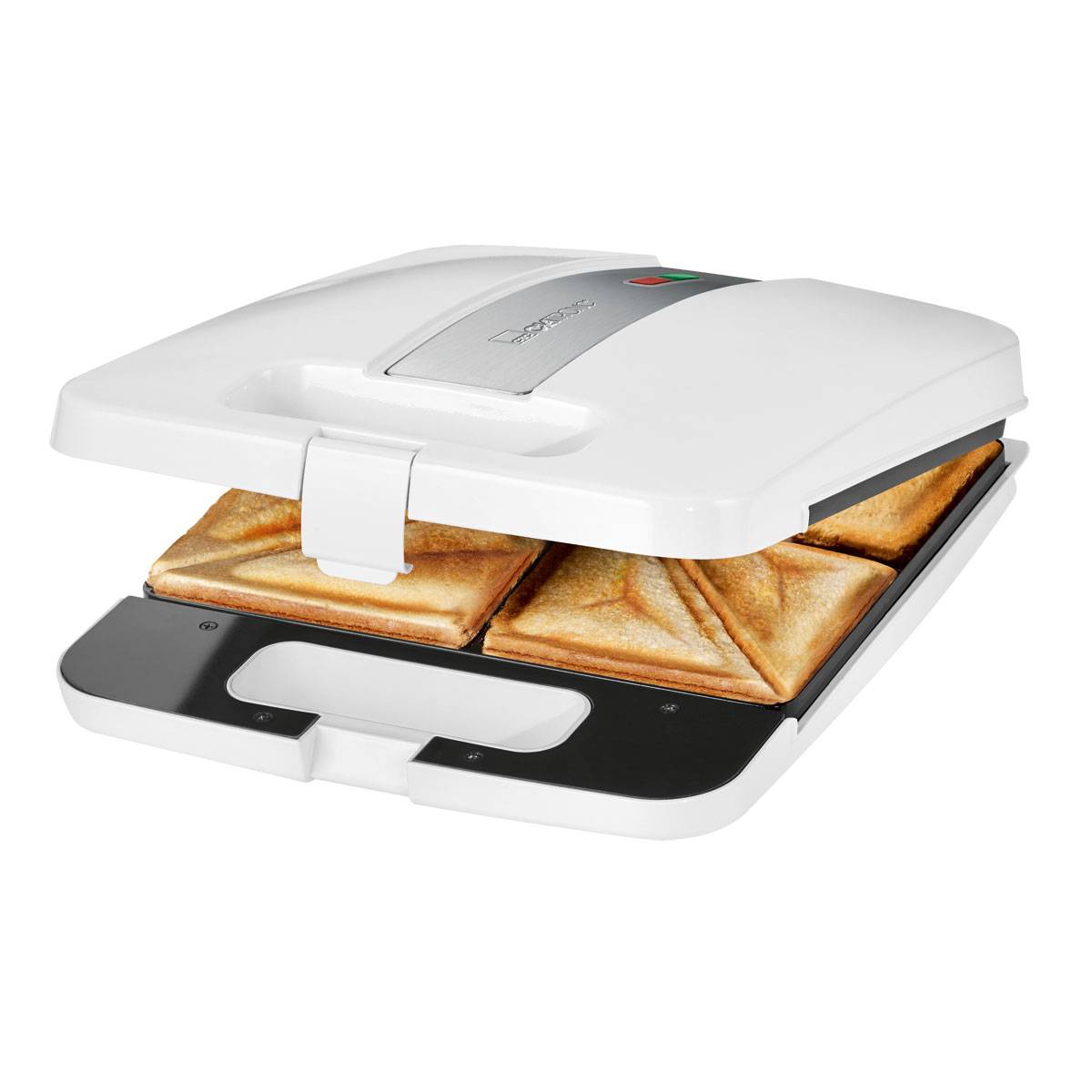 Clatronic ST 3629 - Sandwichera para 4 sandwiches, antiadherente, 1200 W, color blanco