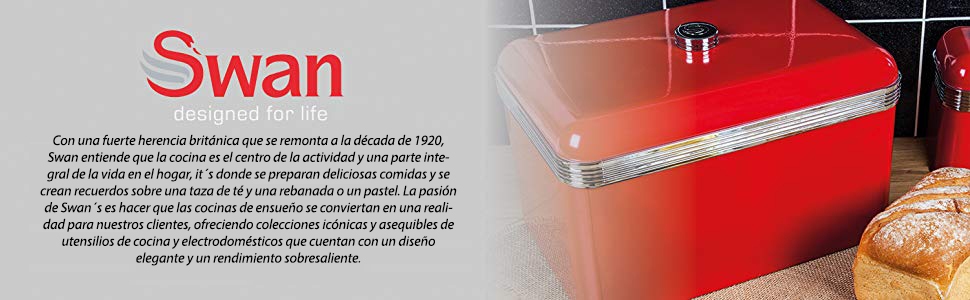 Retro Bin Panera de Mesa para Guardar Pan, Bollería, Diseño Vintage, Bread  Bin, Caja Metal, SWAN, Morado, , SWKA1014PURN